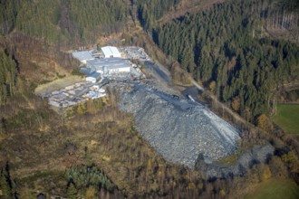 Aerial view, Magog slate mine, Fredeburg, Schmallenberg, Sauerland, North Rhine-Westphalia,