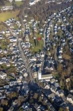 Aerial view, St George's Catholic Church, Fredeburg, Schmallenberg, Sauerland, North