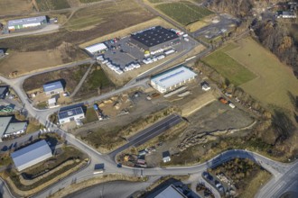 Aerial view, industrial park Hochsauerland, federal road B511, Bad Fredeburg, Wormbach,