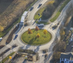 Aerial view, roundabout B236, Bahnhofstraße, Schmallenberg, Sauerland, North Rhine-Westphalia,