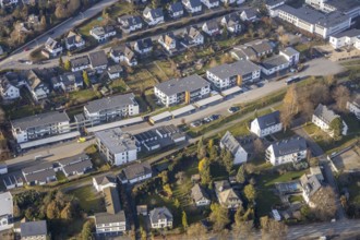 Aerial view, construction site, new residential quarter Am Alten Bahnhof, Schmallenberg, Sauerland,