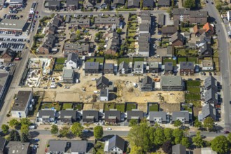 Aerial view, new housing estate Schepersfeld, former Telekom site, Fusternberg, Wesel, Ruhr area,