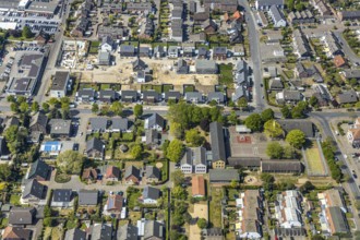 Aerial view, new housing estate Schepersfeld, former Telekom site, Fusternberg, Wesel, Ruhr area,