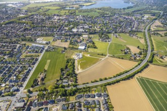 Aerial view, new day-care centre Hessenweg, Hessenviertel, Feldmark, Emmericher Straße, Lackhausen,