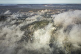 Aerial view, Winterberg campsite on the Kapperundweg, Winterberg, Sauerland, North