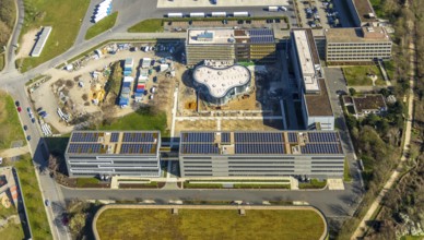 Aerial photograph, ALDI SOUTH Group, expansion stages, new building, Styrum, Mülheim an der Ruhr,