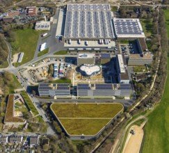 Aerial photograph, ALDI SOUTH Group, expansion stages, new building, Styrum, Mülheim an der Ruhr,