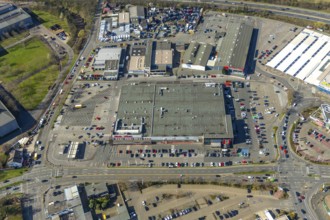 Aerial photo, Mediamarkt, commercial area, Dümpten, Mülheim an der Ruhr, Ruhr area, North