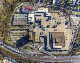 Aerial view, Rhein-Ruhr-Zentrum an der A40, shopping centre on the city border between Essen and