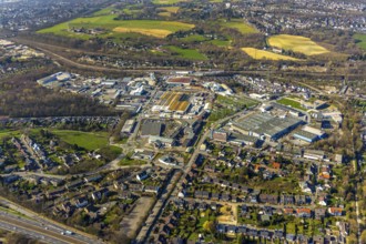 Aerial view, industrial estate Am Förderturm, Fulerum, Mülheim an der Ruhr, Ruhr area, North