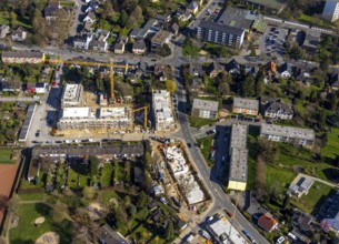 Aerial view, new building, flats Amundsenstraße, Heißen, Mülheim an der Ruhr, Ruhr area, North