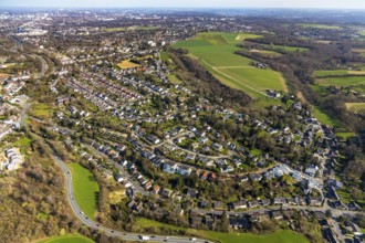 Aerial view, Mülheim-Heißen settlement Mausegatt, historic workers' settlement, colliery