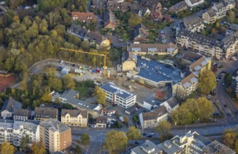 Aerial view, construction site new building Düsseldorfer Straße, Zur Alten Mühle, Saarn, Mülheim an