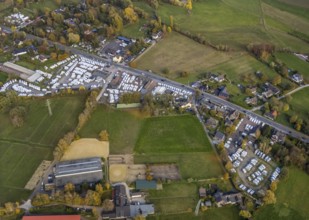 Aerial view, camping mile, caravan mile, company site motorhomes, Saarn, Mülheim an der Ruhr, Ruhr