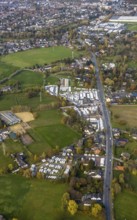 Aerial view, camping mile, caravan mile, company site motorhomes, Saarn, Mülheim an der Ruhr, Ruhr