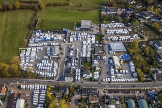 Aerial view, camping mile, caravan mile, company site motorhomes, Saarn, Mülheim an der Ruhr, Ruhr