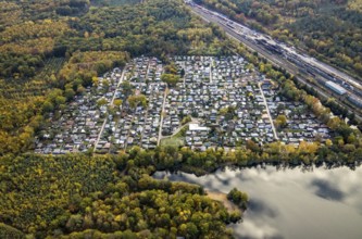 Aerial photo, leisure domicile Entenfangsee, Am Entenfang, permanent campers, permanent residences,