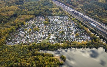 Aerial photo, leisure domicile Entenfangsee, Am Entenfang, permanent campers, permanent residences,