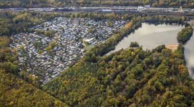 Aerial photo, leisure domicile Entenfangsee, Am Entenfang, permanent campers, permanent residences,