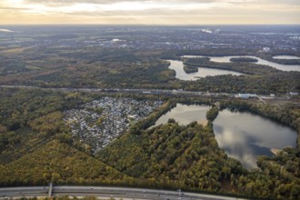 Aerial photo, leisure domicile Entenfangsee, Am Entenfang, permanent campers, permanent residences,
