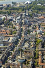 Aerial view, TV tower Wesel Langer Heinrich, protestant church Willibrordi-Dom, Hohe Straße