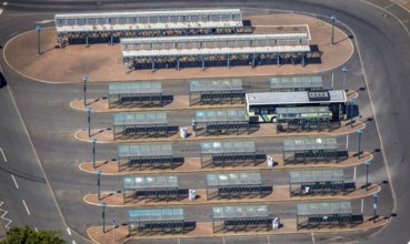 Aerial view, Wesel bus station, at Wesel railway station, Fusternberg, Wesel, Ruhr area, Lower