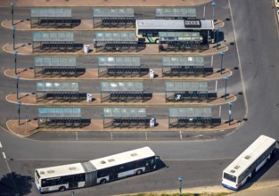 Aerial view, Wesel bus station, at Wesel railway station, Fusternberg, Wesel, Ruhr area, Lower