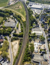 Aerial view, building site, wasteland Flemmingstraße, Dinslakener Landstraße, Fusternberg, Wesel,