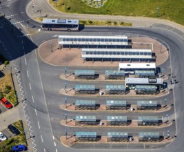 Aerial view, Wesel bus station, at Wesel railway station, Fusternberg, Wesel, Ruhr area, Lower