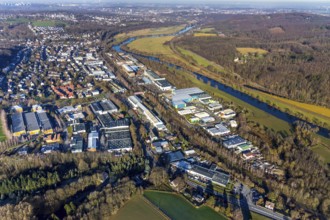 Aerial view, Osterfeld industrial estate, Ruhr river, Wengern, Wetter, Ruhr area, North