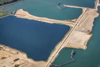 Aerial photograph, Diersfordter forest lake, gravel extraction, Wesel, Ruhr area, Lower Rhine,