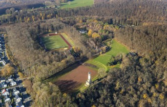 Aerial view, new housing estate Am alten Stamm - Sunderweg, Harkortturm, climbing forest Wetter,