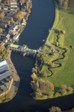 Aerial view, Harkort hydroelectric power station, Ruhr, Ruhr valley, Obergraben, Wetter, Wetter,