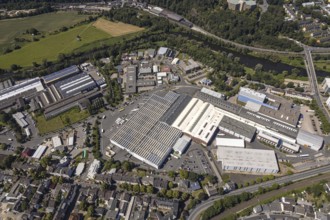 Aerial view, Wasserstraße industrial estate, Alt-Wetter volunteer fire brigade, DEMAG, Trinkgut,