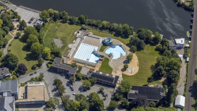 Aerial view, nature outdoor pool Wetter, Alt-Wetter, Wetter, Ruhr area, North Rhine-Westphalia,