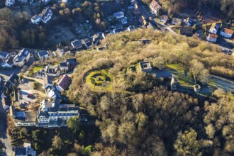 Aerial view, castle ruins of Volmarstein Castle, Volmarstein Castle Hotel, Volmarstein, Wetter,