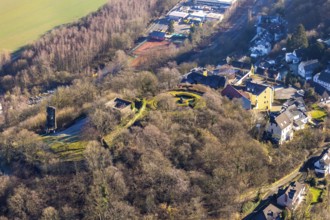 Aerial view, castle ruins of Volmarstein Castle, Volmarstein, Wetter, Ruhr area, North