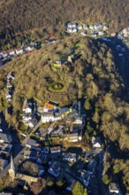 Aerial view, castle ruins of Volmarstein Castle, Volmarstein Castle Hotel, Volmarstein, Wetter,