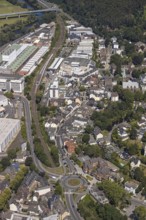 Aerial view, industrial estate, DEMAG, Ruhr Valley Centre, new roundabout Kaiserstraße
