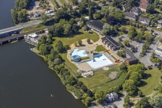 Aerial view, nature outdoor pool Wetter, Alt-Wetter, Wetter, Ruhr area, North Rhine-Westphalia,
