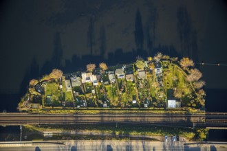 Aerial view, Obergraben, Obergrabenbrücke, Friedrichstraße, railway bridge, allotment garden site