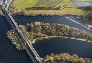 Aerial view, Obergraben, Obergrabenbrücke, Friedrichstraße, railway bridge, allotment garden site
