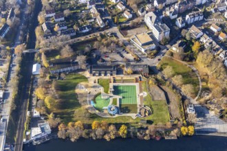 Aerial view, nature outdoor pool Wetter, Wetter, Ruhr area, North Rhine-Westphalia, Germany