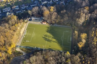 Aerial view, sports ground Am Brasberg, SC Wengern, construction of a new clubhouse, football