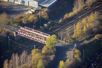 Aerial view, renovated bridge over railway line, Auf der Bleiche, Wengern, Wetter, Ruhr area, North
