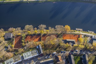 Aerial view, Obergraben bank, tennis courts, Demag sports community, Wetter, Wetter, Ruhr area,