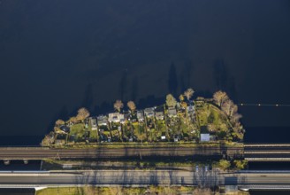 Aerial view, Obergraben, Obergrabenbrücke, Friedrichstraße, railway bridge, allotment garden site