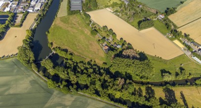 Aerial view, Ruhr river, Obergraben, Wickede (Ruhr), North Rhine-Westphalia, Germany