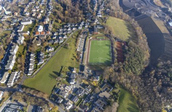 Aerial photo, SuS Volmarstein, football pitch, TC Volmarstein, tennis court, Grundschöttel, Wetter,