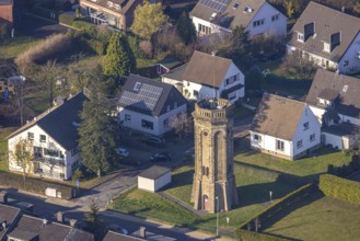 Aerial view, historic water tower on Von-Der-Recke-Straße, Grundschöttel, Wetter, Ruhr area, North